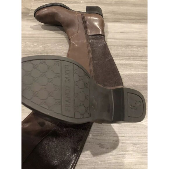 Franco Sarto Crash Brown Leather Zip Up Knee High Boots Size 5.5 $189 - Picture 2 of 6
